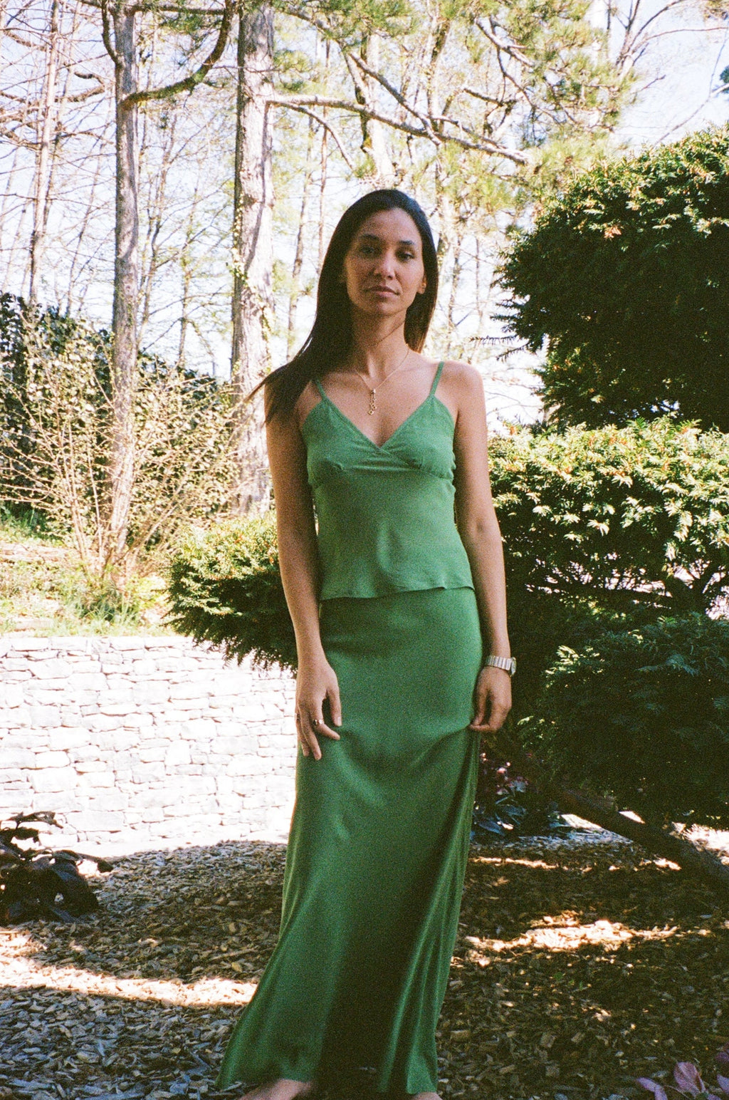 Jupe Gaia en soie verte